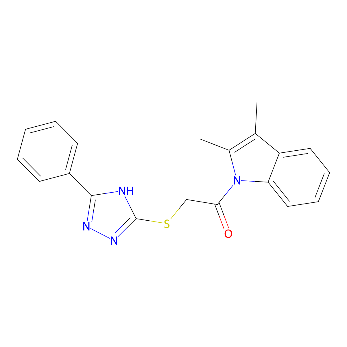 1-(2,3-dimethyl-1H-indol-1-yl)-2-[(5-phenyl-4H-1,2,4-triazol-3-yl)sulfanyl]ethanone molecular structure, CAS 488718-06-5