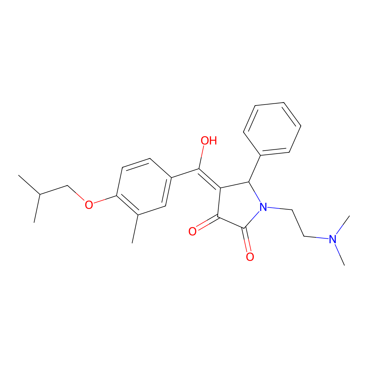 1-[2-(dimethylamino)ethyl]-3-hydroxy-4-[3-methyl-4-(2-methylpropoxy)benzoyl]-5-phenyl-2,5-dihydro-1H-pyrrol-2-one molecular structure, CAS 488718-49-6
