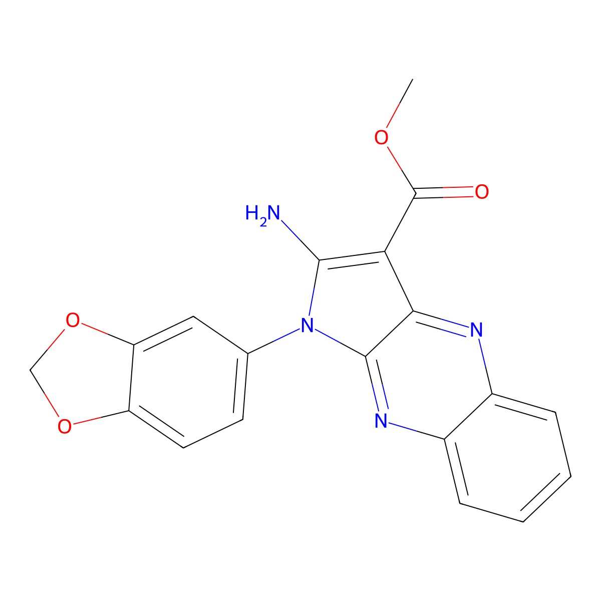 methyl 2-amino-1-(1,3-benzodioxol-5-yl)-1H-pyrrolo[2,3-b]quinoxaline-3-carboxylate molecular structure, CAS 488718-50-9