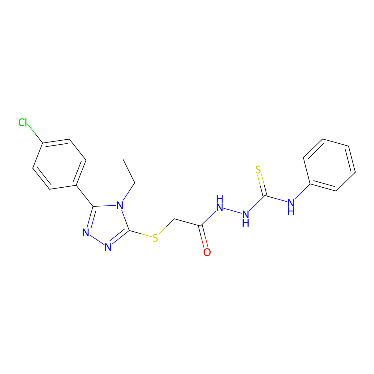 2-({[5-(4-chlorophenyl)-4-ethyl-4H-1,2,4-triazol-3-yl]sulfanyl}acetyl)-N-phenylhydrazinecarbothioamide molecular structure, CAS 488718-66-7
