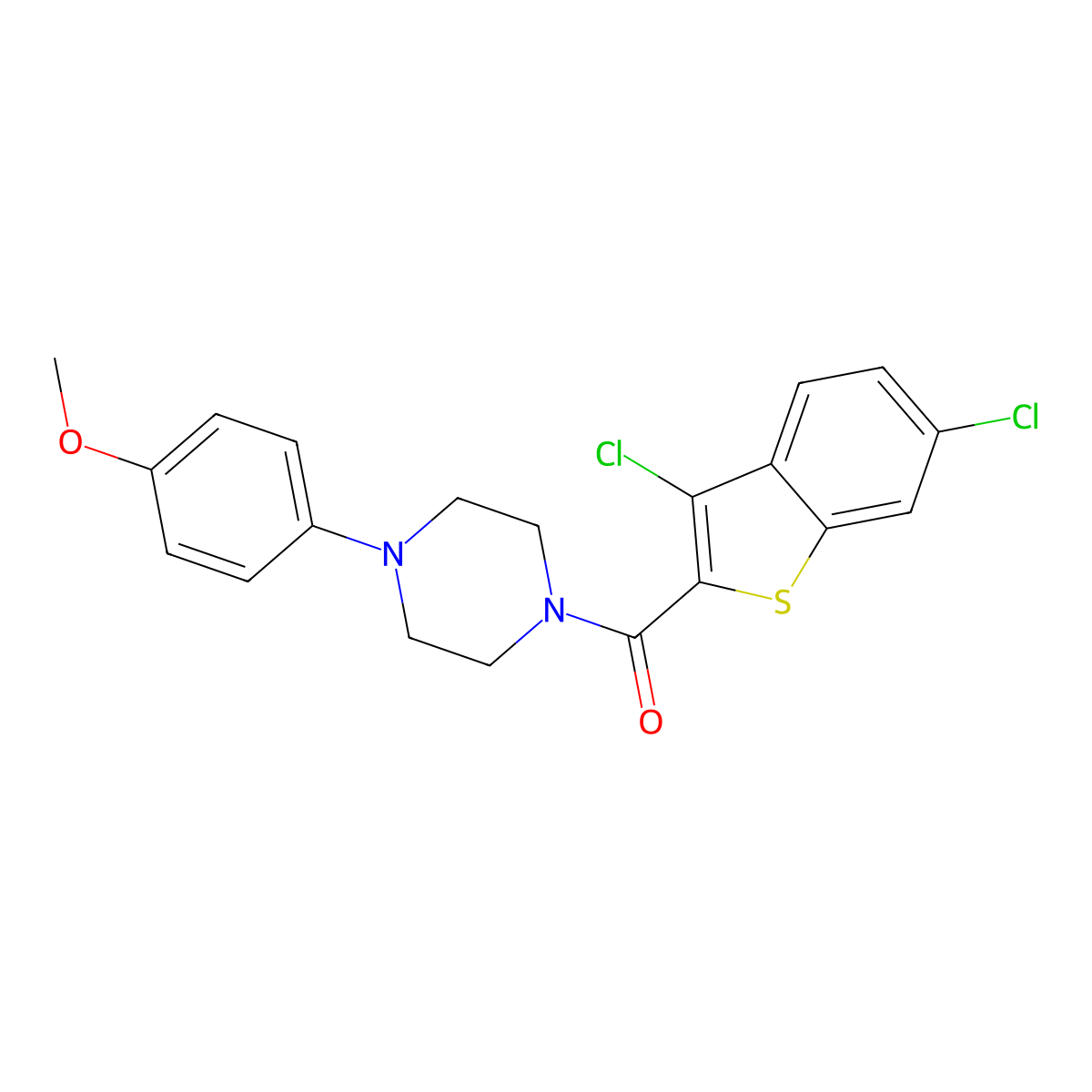 3,6-Dichlorobenzo[b]thiophen-2-yl 4-(4-methoxyphenyl)piperazinyl ketone molecular structure, CAS 488718-67-8