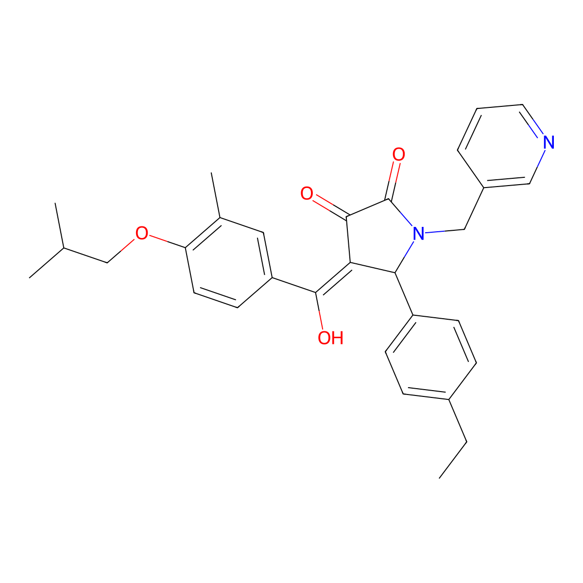 5-(4-ethylphenyl)-3-hydroxy-4-[3-methyl-4-(2-methylpropoxy)benzoyl]-1-[(pyridin-3-yl)methyl]-2,5-dihydro-1H-pyrrol-2-one molecular structure, CAS 488718-84-9