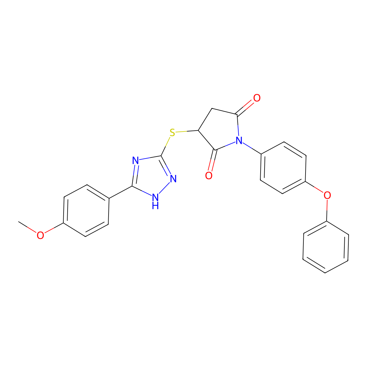 3-{[5-(4-methoxyphenyl)-4H-1,2,4-triazol-3-yl]sulfanyl}-1-(4-phenoxyphenyl)pyrrolidine-2,5-dione molecular structure, CAS 488719-20-6