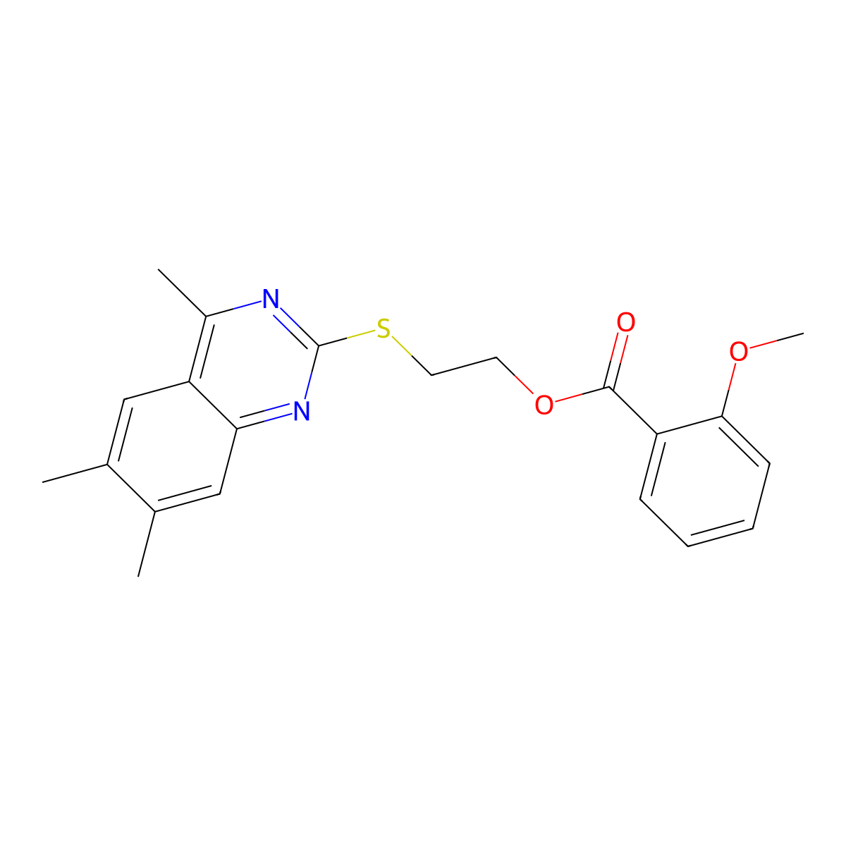 2-[(4,6,7-Trimethylquinazolin-2-yl)sulfanyl]ethyl 2-methoxybenzoate molecular structure, CAS 488722-76-5