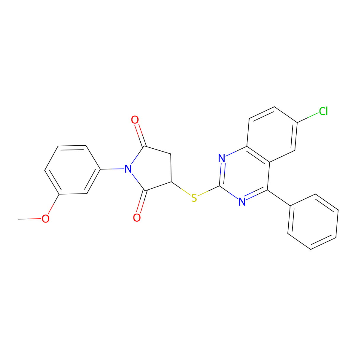3-[(6-Chloro-4-phenyl-2-quinazolinyl)sulfanyl]-1-(3-methoxyphenyl)-2,5-pyrrolidinedione molecular structure, CAS 488723-01-9