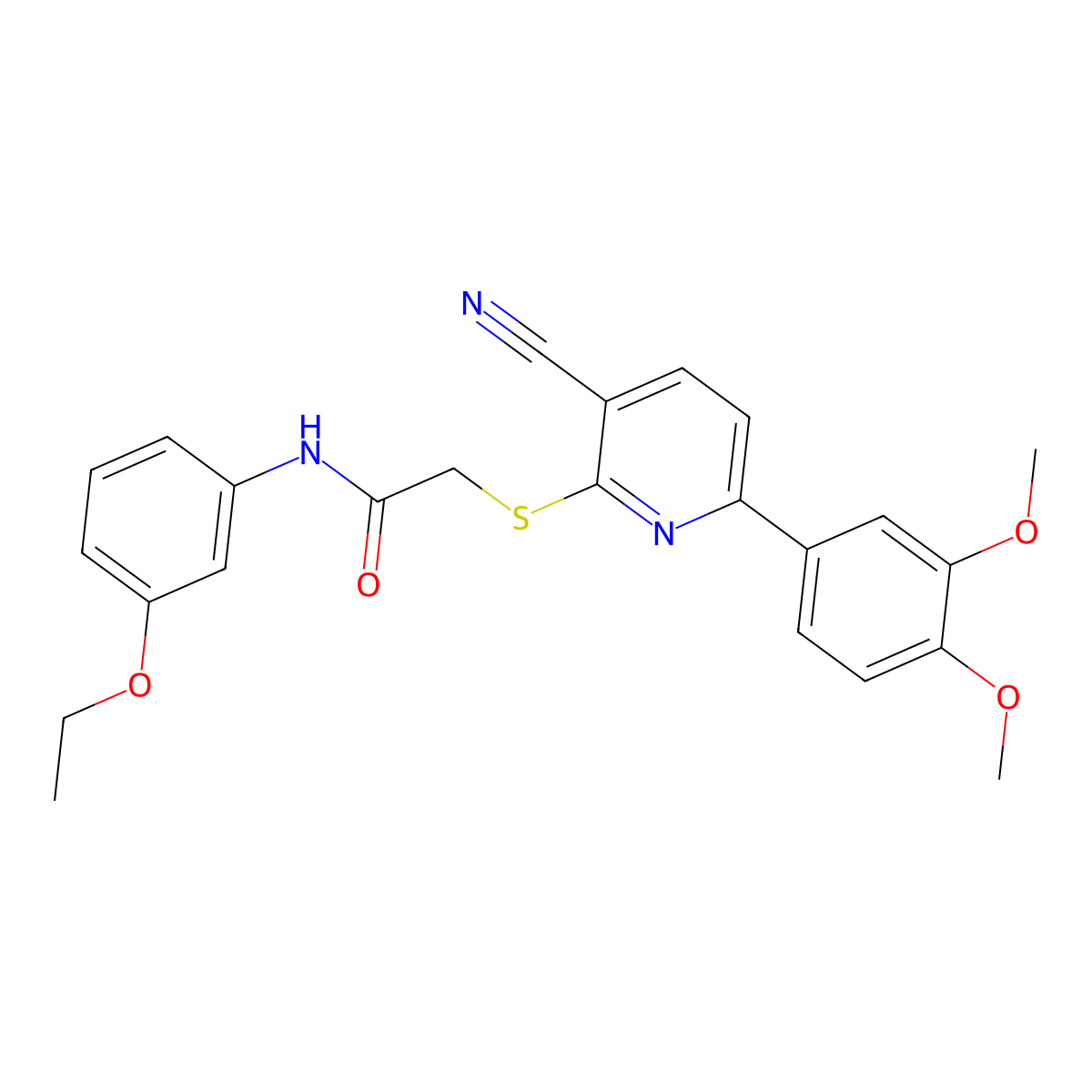 2-[3-cyano-6-(3,4-dimethoxyphenyl)pyridin-2-yl]sulfanyl-N-(3-ethoxyphenyl)acetamide molecular structure, CAS 488723-16-6