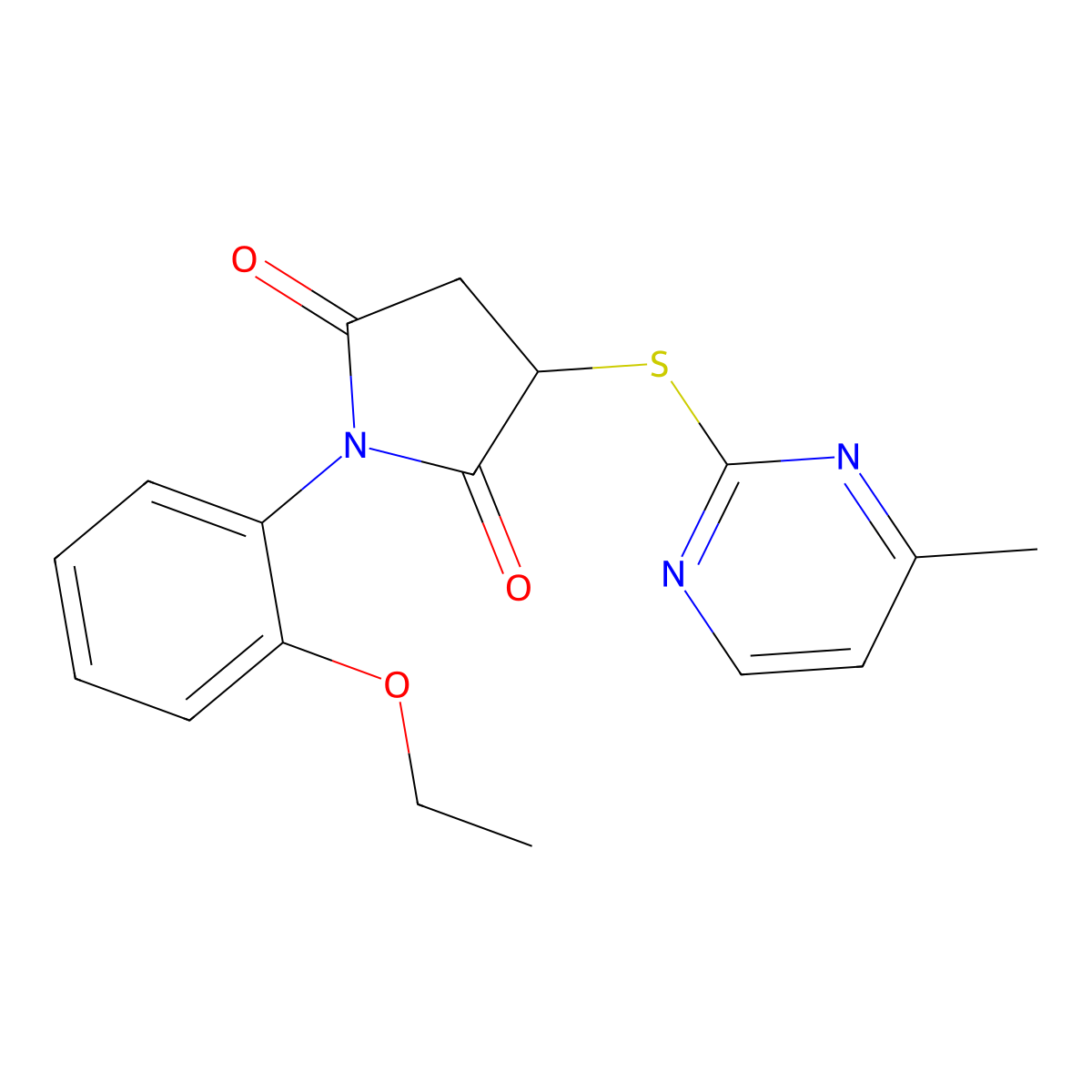 1-(2-Ethoxyphenyl)-3-[(4-methylpyrimidin-2-yl)sulfanyl]pyrrolidine-2,5-dione molecular structure, CAS 488723-19-9