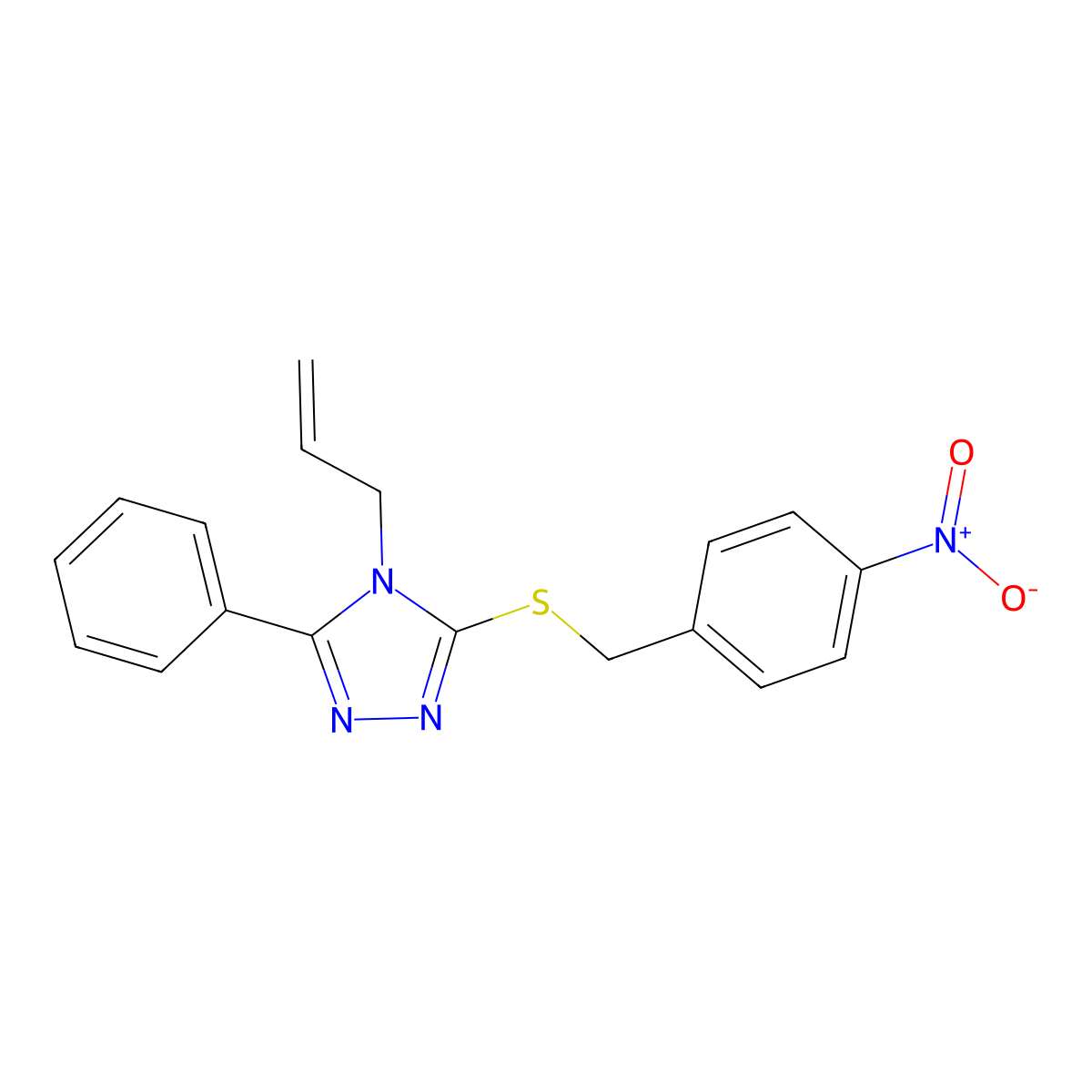 3-[(4-Nitrophenyl)methylsulfanyl]-5-phenyl-4-prop-2-enyl-1,2,4-triazole molecular structure, CAS 488723-30-4