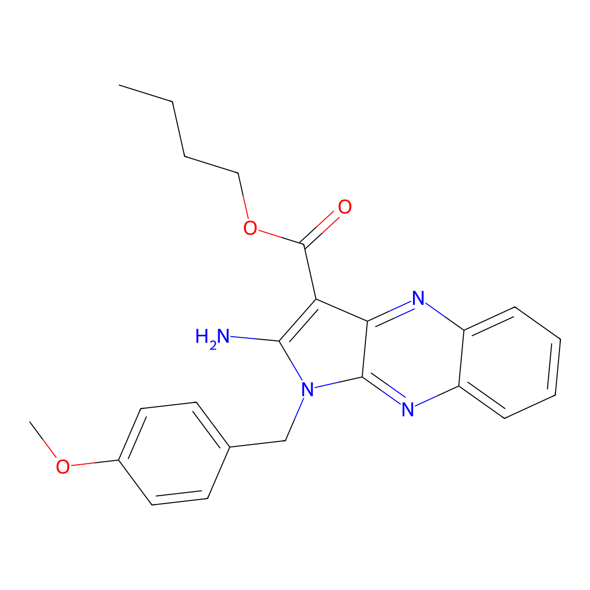 butyl 2-amino-1-(4-methoxybenzyl)-1H-pyrrolo[2,3-b]quinoxaline-3-carboxylate molecular structure, CAS 488723-31-5
