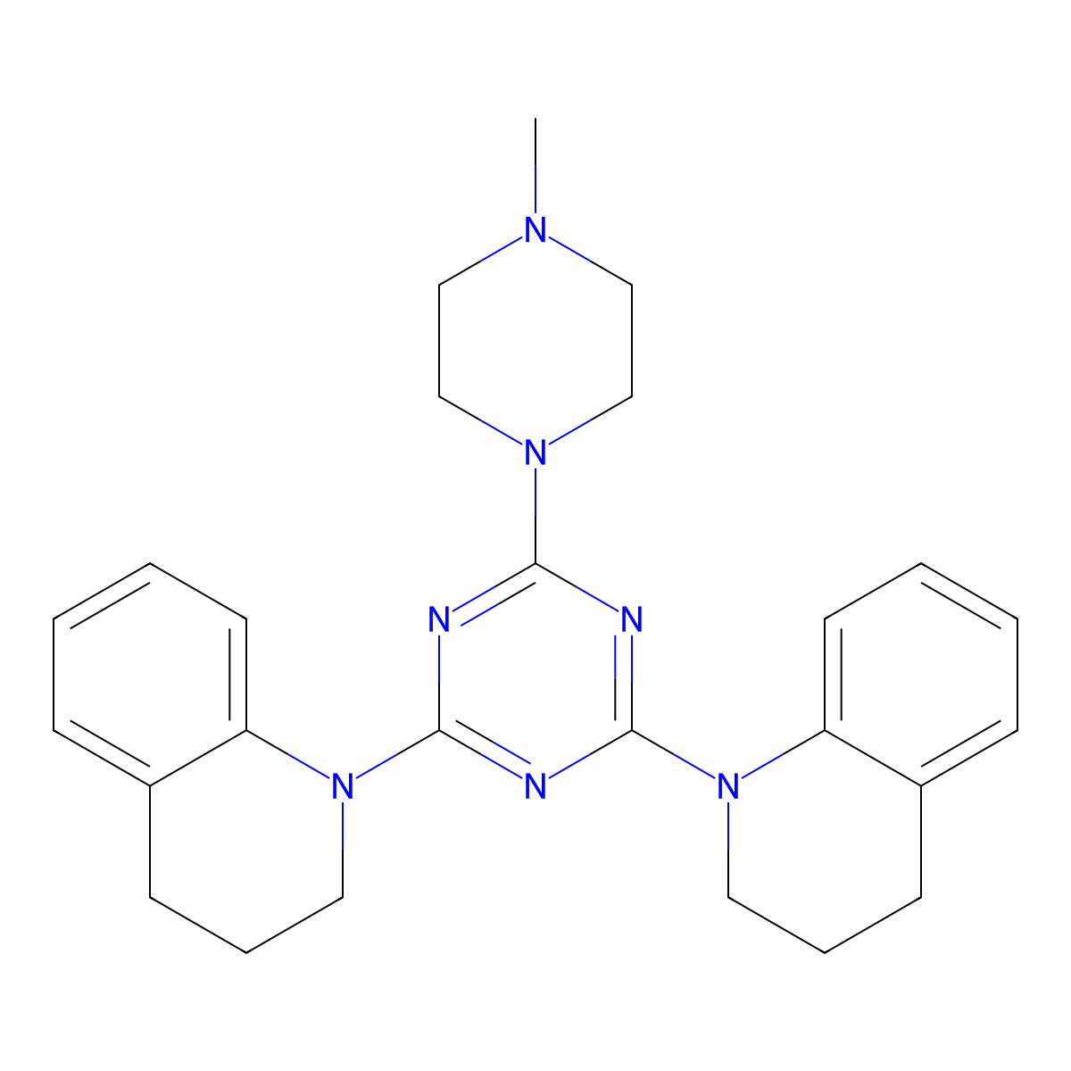 1-[4-(3,4-dihydroquinolin-1(2H)-yl)-6-(4-methylpiperazin-1-yl)-1,3,5-triazin-2-yl]-1,2,3,4-tetrahydroquinoline molecular structure, CAS 488723-38-2