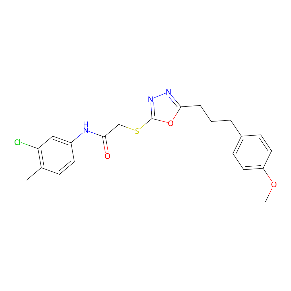 N-(3-chloro-4-methylphenyl)-2-({5-[3-(4-methoxyphenyl)propyl]-1,3,4-oxadiazol-2-yl}sulfanyl)acetamide molecular structure, CAS 488723-69-9