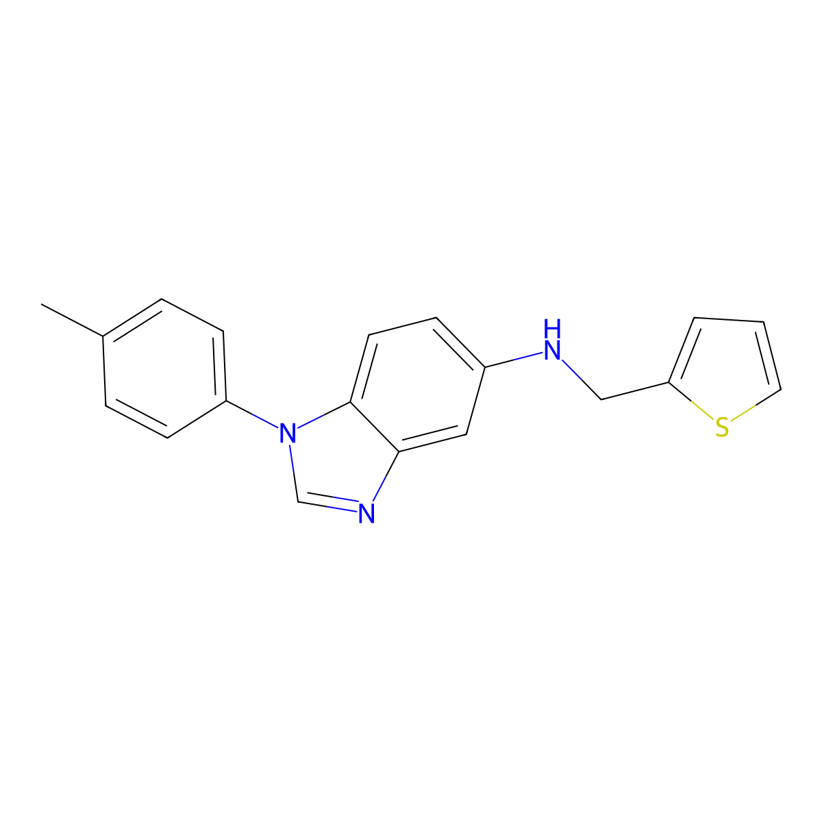 1-(4-methylphenyl)-N-(thiophen-2-ylmethyl)benzimidazol-5-amine molecular structure, CAS 488724-62-5