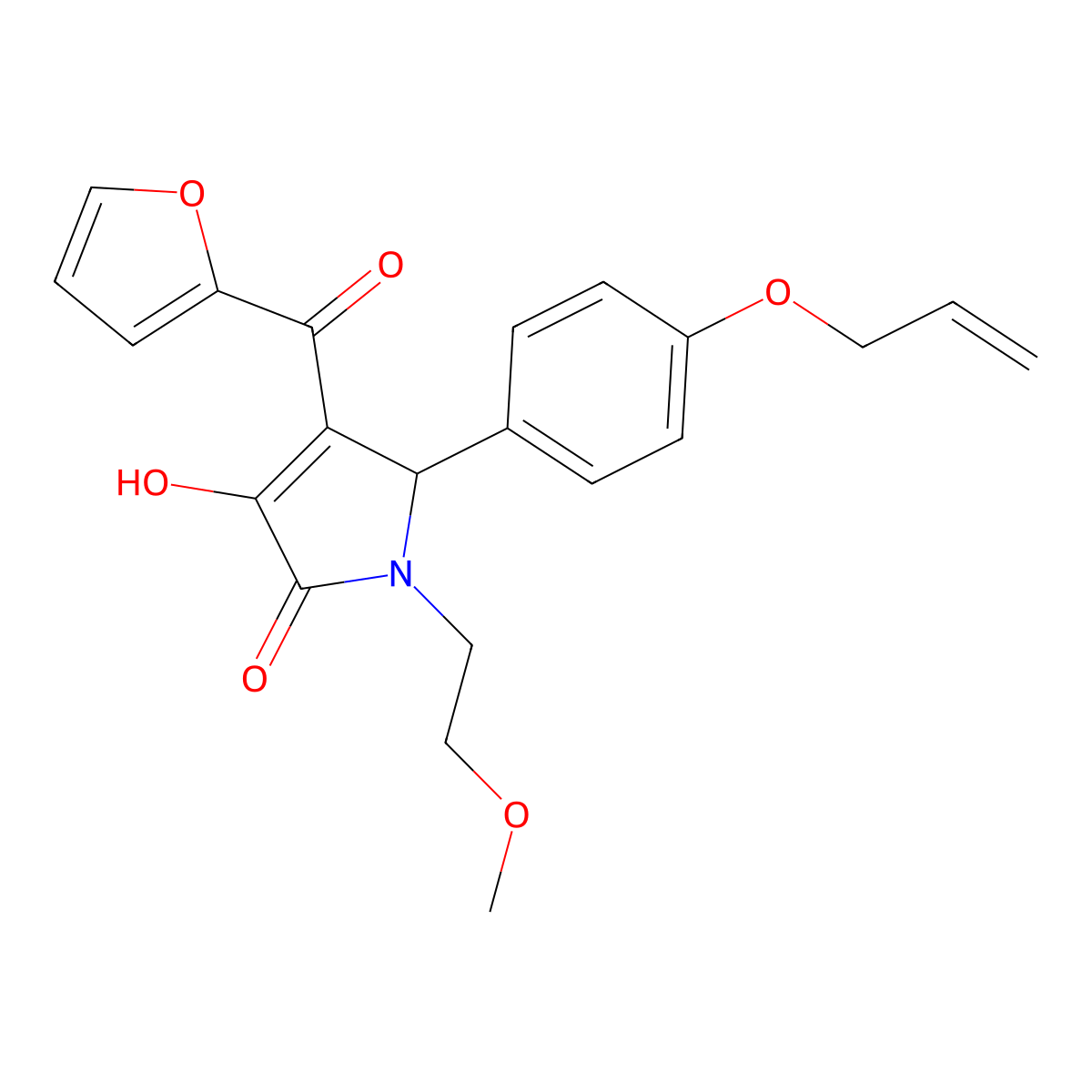 3-(furan-2-carbonyl)-4-hydroxy-1-(2-methoxyethyl)-2-(4-prop-2-enoxyphenyl)-2H-pyrrol-5-one molecular structure, CAS 488725-31-1