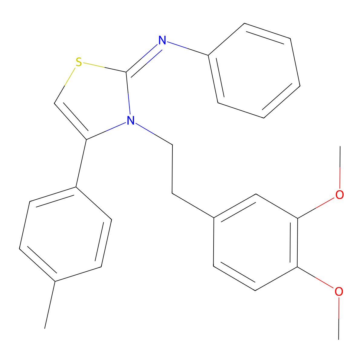 N-[(2Z)-3-[2-(3,4-dimethoxyphenyl)ethyl]-4-(4-methylphenyl)-1,3-thiazol-2(3H)-ylidene]aniline molecular structure, CAS 488725-38-8