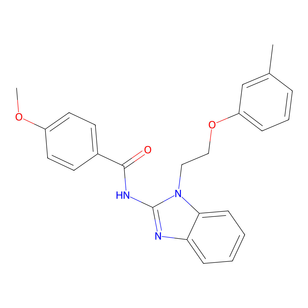 4-methoxy-N-[1-[2-(3-methylphenoxy)ethyl]benzimidazol-2-yl]benzamide molecular structure, CAS 488725-49-1