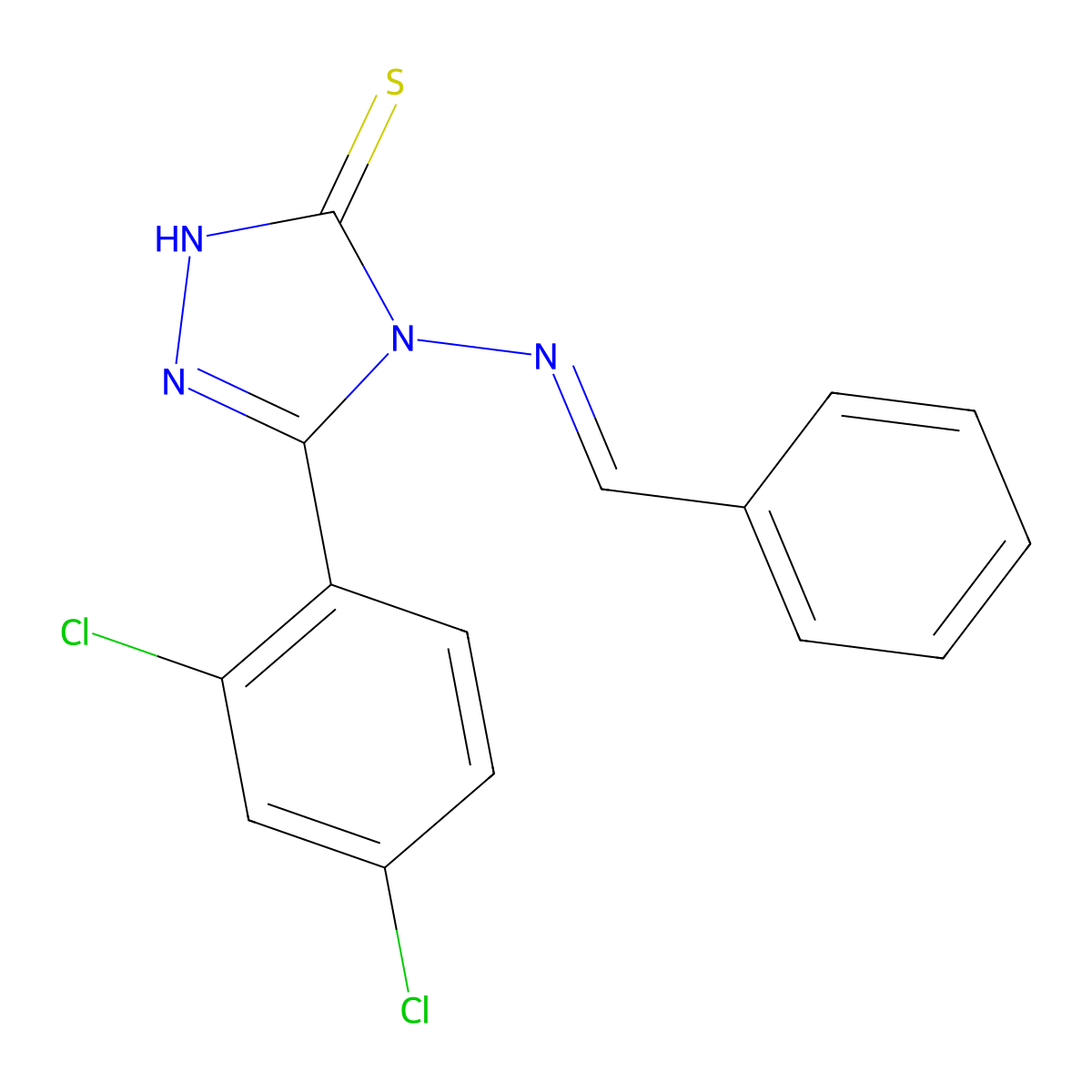 5-(2,4-dichlorophenyl)-4-[(phenylmethylidene)amino]-4H-1,2,4-triazole-3-thiol molecular structure, CAS 488725-79-7