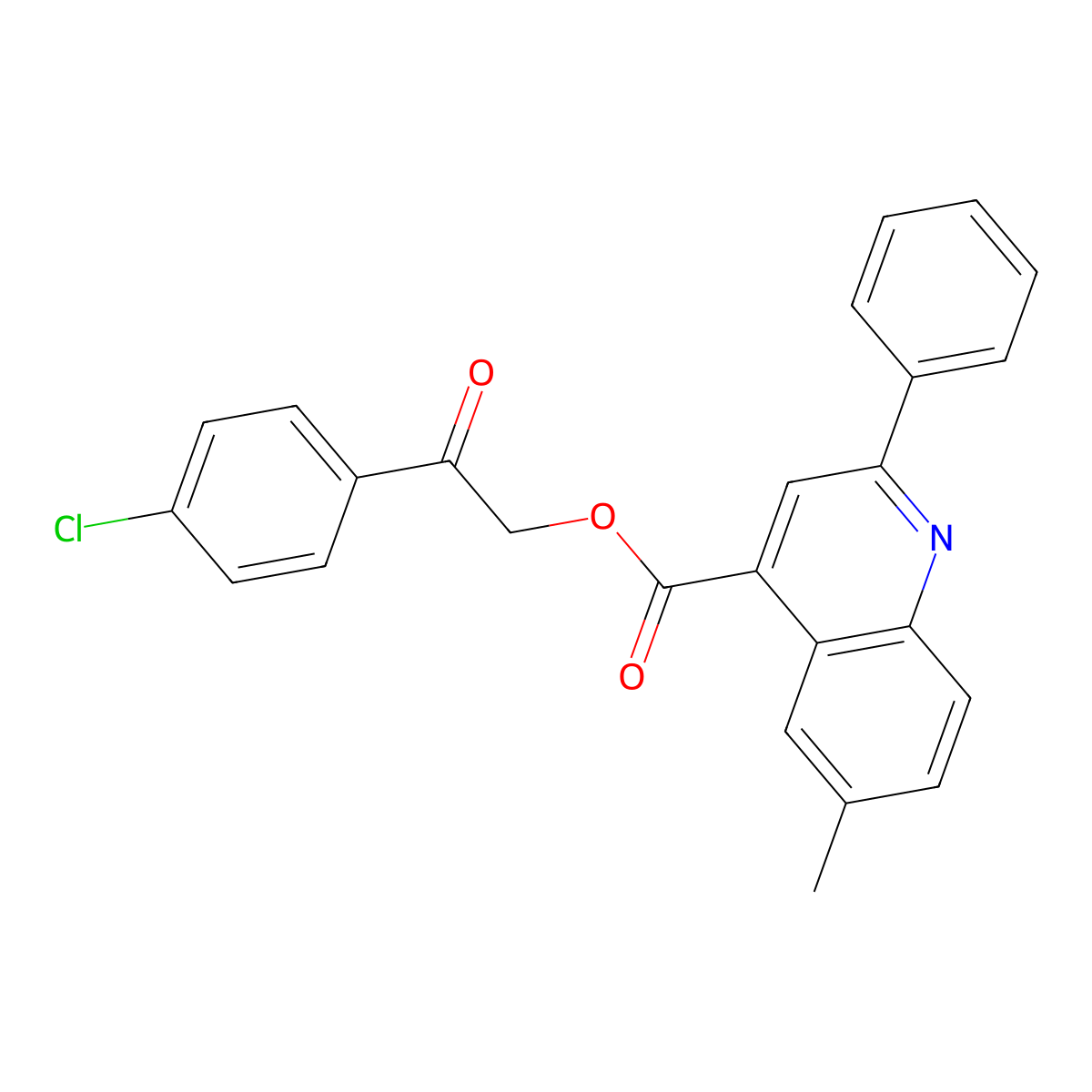 2-(4-Chlorophenyl)-2-oxoethyl 6-methyl-2-phenylquinoline-4-carboxylate molecular structure, CAS 488725-90-2