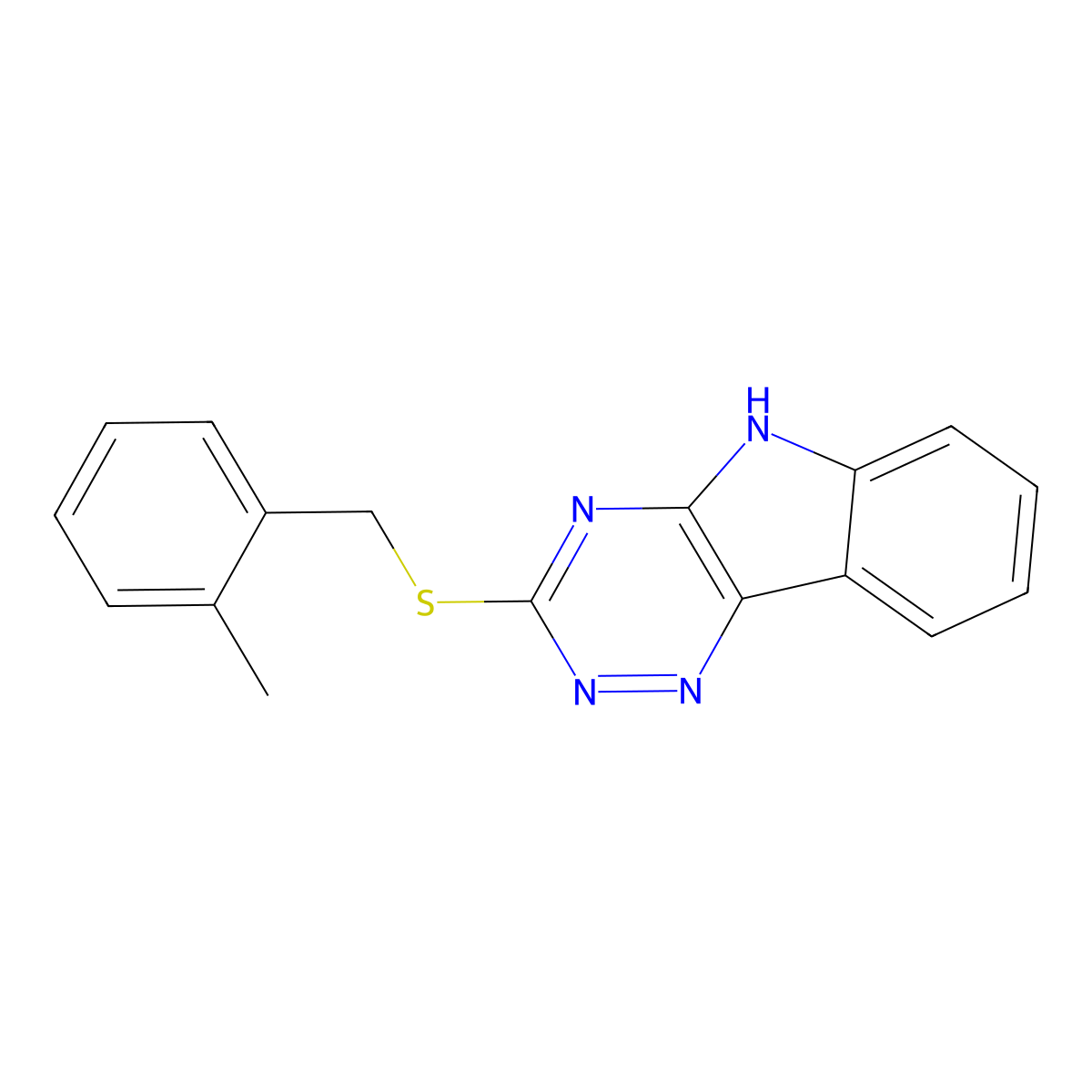 3-[(2-methylbenzyl)sulfanyl]-5H-[1,2,4]triazino[5,6-b]indole molecular structure, CAS 488726-28-9