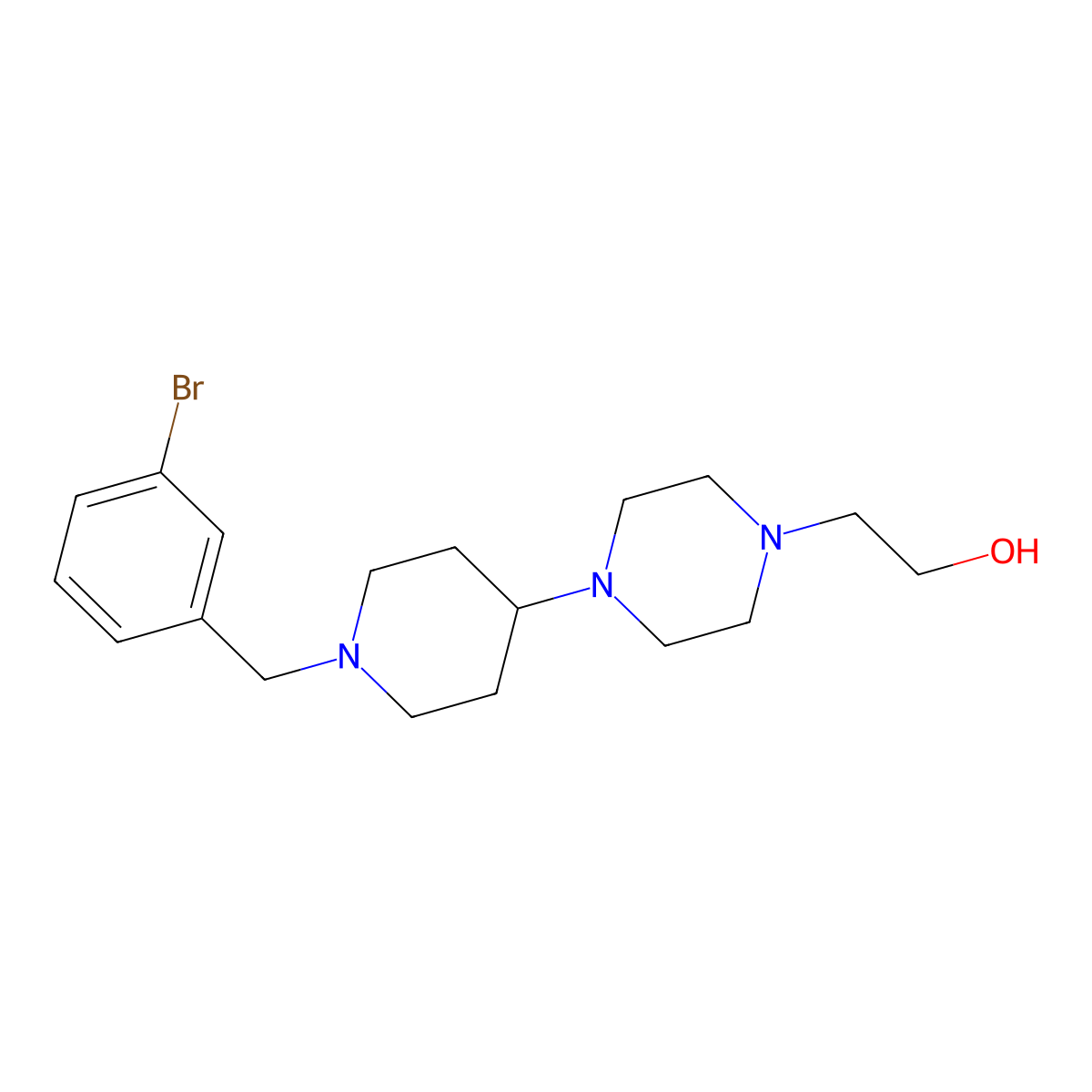 2-[4-[1-[(3-Bromophenyl)methyl]piperidin-4-yl]piperazin-1-yl]ethanol molecular structure, CAS 488726-60-9