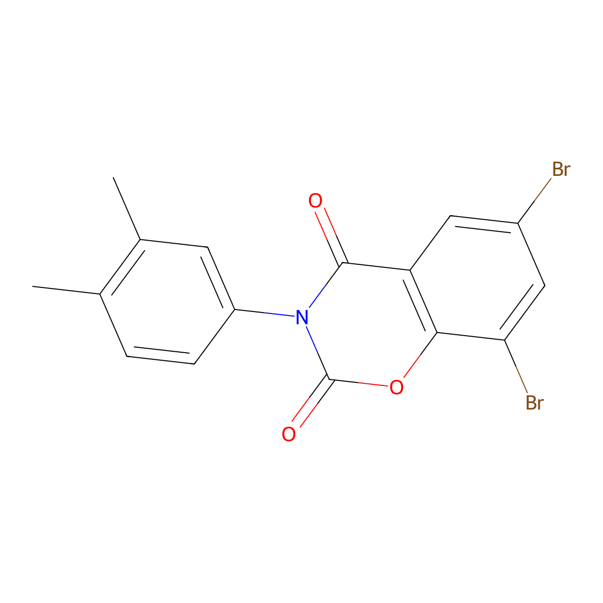 6,8-dibromo-3-(3,4-dimethylphenyl)-2H-1,3-benzoxazine-2,4(3H)-dione molecular structure, CAS 488726-65-4