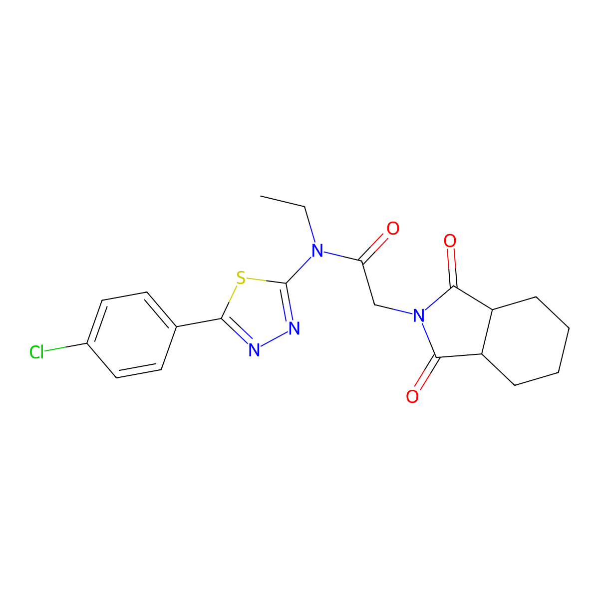 N-[5-(4-chlorophenyl)-1,3,4-thiadiazol-2-yl]-2-(1,3-dioxooctahydro-2H-isoindol-2-yl)-N-ethylacetamide molecular structure, CAS 488726-98-3