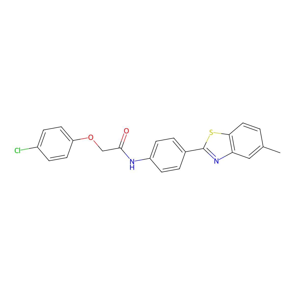 2-(4-chlorophenoxy)-N-[4-(5-methyl-1,3-benzothiazol-2-yl)phenyl]acetamide molecular structure, CAS 488727-38-4