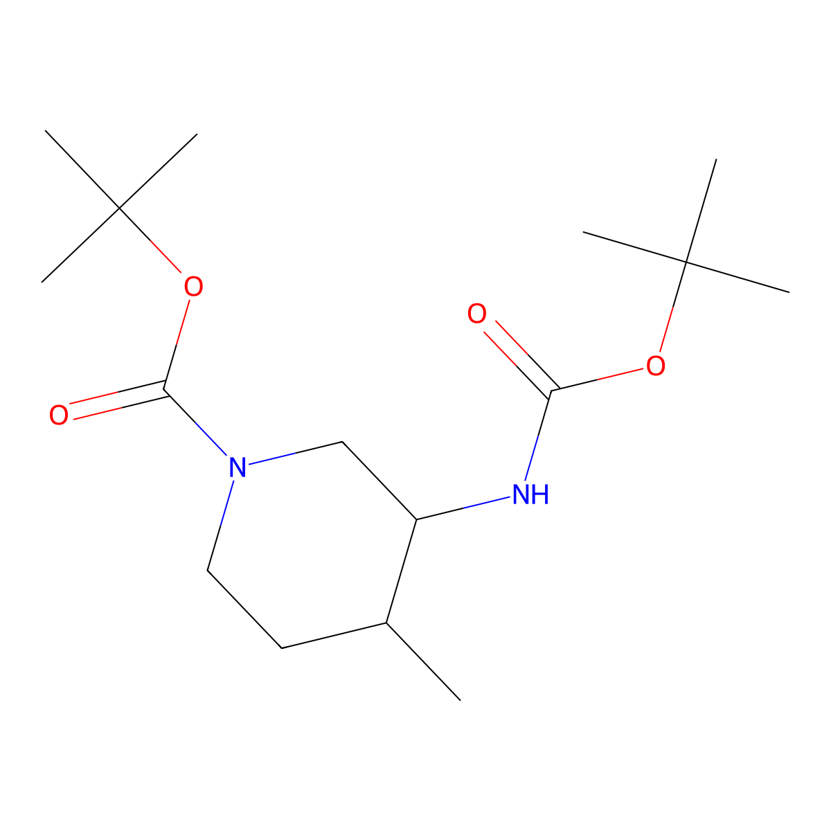tert-Butyl (3S,4R)-3-{[(tert-butoxy)carbonyl]amino}-4-methylpiperidine-1-carboxylate molecular structure, CAS 488727-95-3