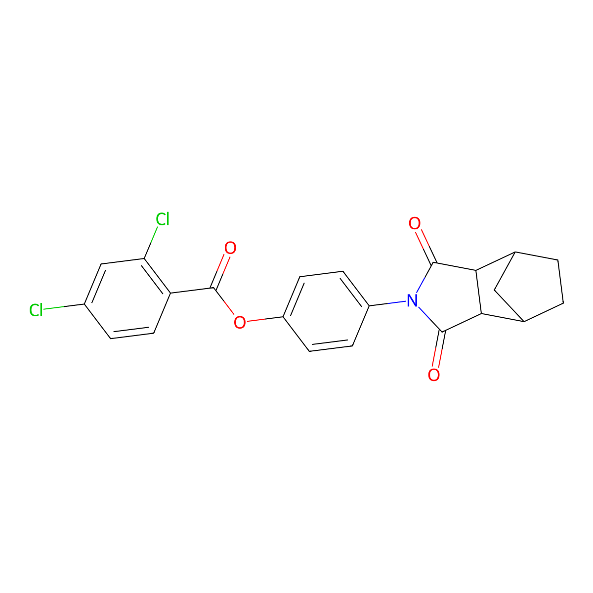 4-(1,3-dioxooctahydro-2H-4,7-methanoisoindol-2-yl)phenyl 2,4-dichlorobenzoate molecular structure, CAS 488730-29-6