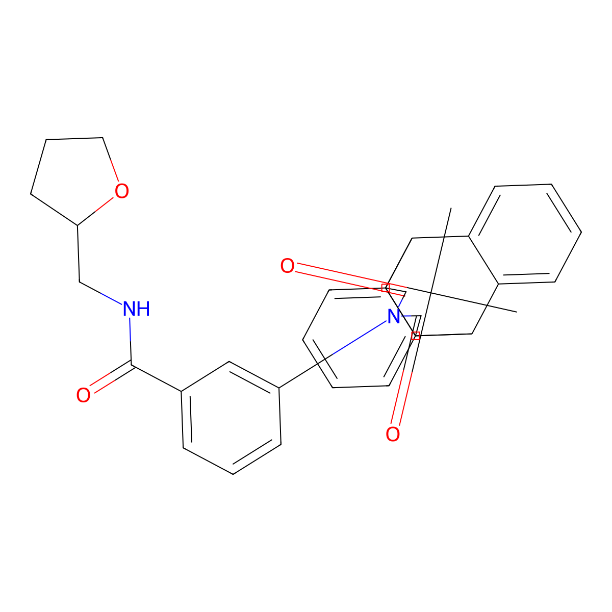 3-(16,18-dioxo-17-azapentacyclo[6.6.5.0~2,7~.0~9,14~.0~15,19~]nonadeca-2,4,6,9,11,13-hexaen-17-yl)-N-(tetrahydro-2-furanylmethyl)benzamide molecular structure, CAS 488730-35-4