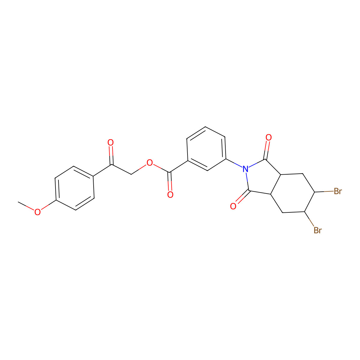 2-(4-methoxyphenyl)-2-oxoethyl 3-(5,6-dibromo-1,3-dioxooctahydro-2H-isoindol-2-yl)benzoate molecular structure, CAS 488730-42-3