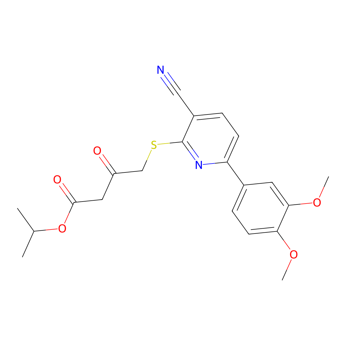 Isopropyl 4-{[3-cyano-6-(3,4-dimethoxyphenyl)pyridin-2-yl]sulfanyl}-3-oxobutanoate molecular structure, CAS 488730-94-5