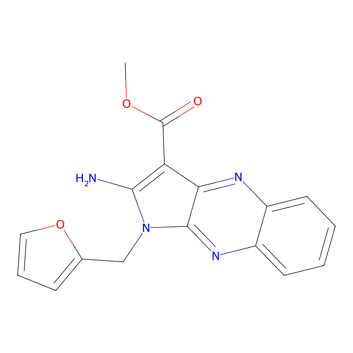 methyl 2-amino-1-(furan-2-ylmethyl)-1H-pyrrolo[2,3-b]quinoxaline-3-carboxylate molecular structure, CAS 488731-03-9