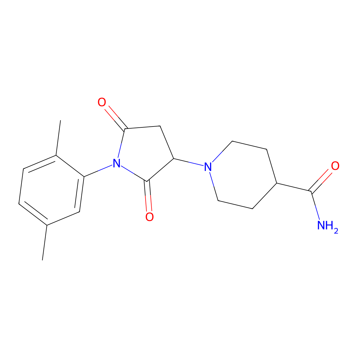1-[1-(2,5-Dimethylphenyl)-2,5-dioxopyrrolidin-3-yl]piperidine-4-carboxamide molecular structure, CAS 488731-76-6