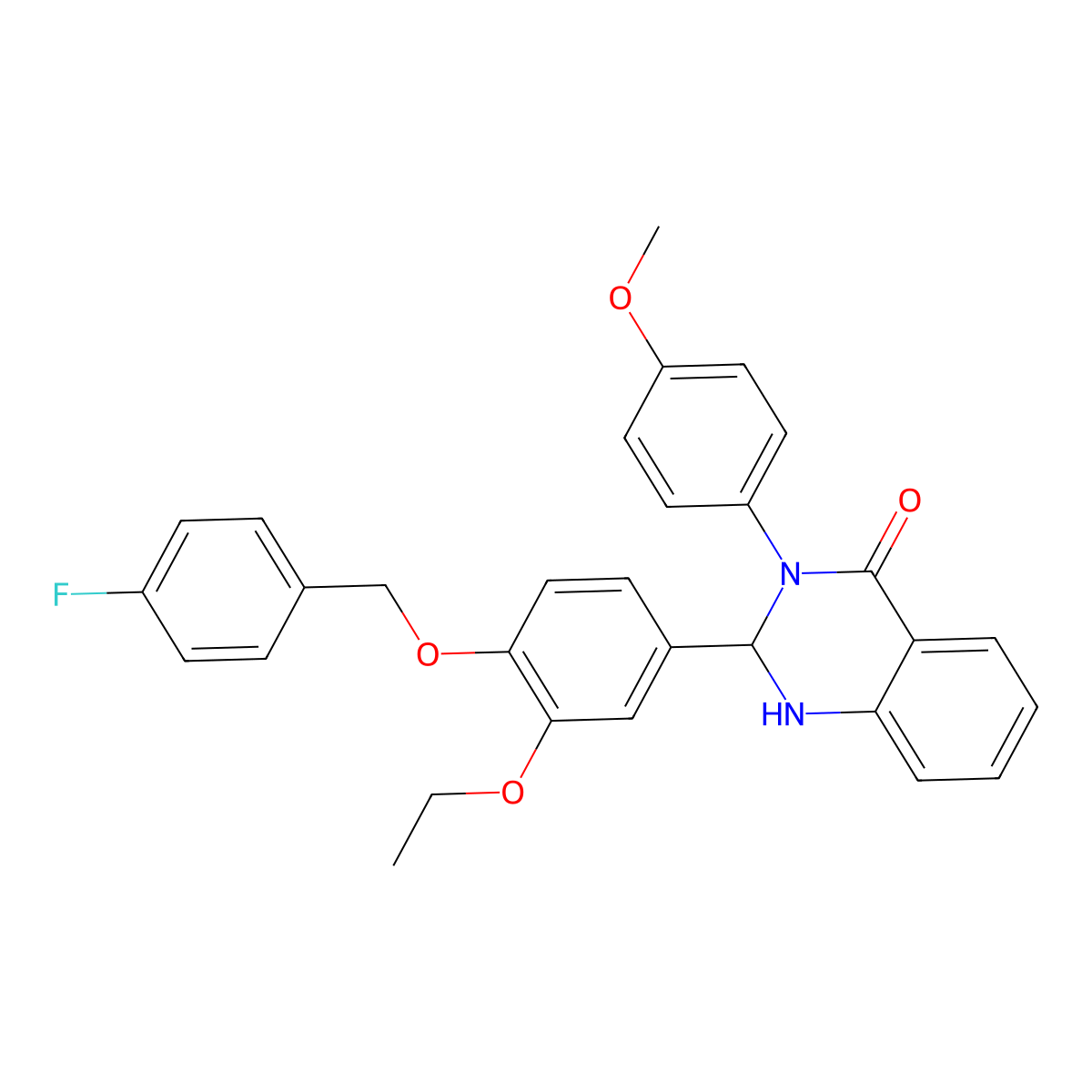 2-{3-ethoxy-4-[(4-fluorobenzyl)oxy]phenyl}-3-(4-methoxyphenyl)-2,3-dihydro-4(1H)-quinazolinone molecular structure, CAS 488731-88-0