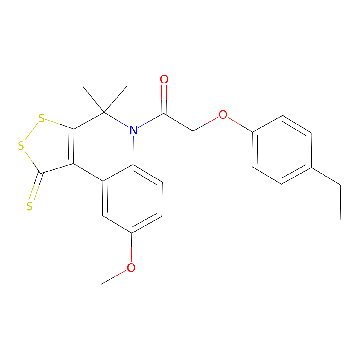 2-(4-ethylphenoxy)-1-(8-methoxy-4,4-dimethyl-1-thioxo-1,4-dihydro-5H-[1,2]dithiolo[3,4-c]quinolin-5-yl)ethanone molecular structure, CAS 488732-09-8