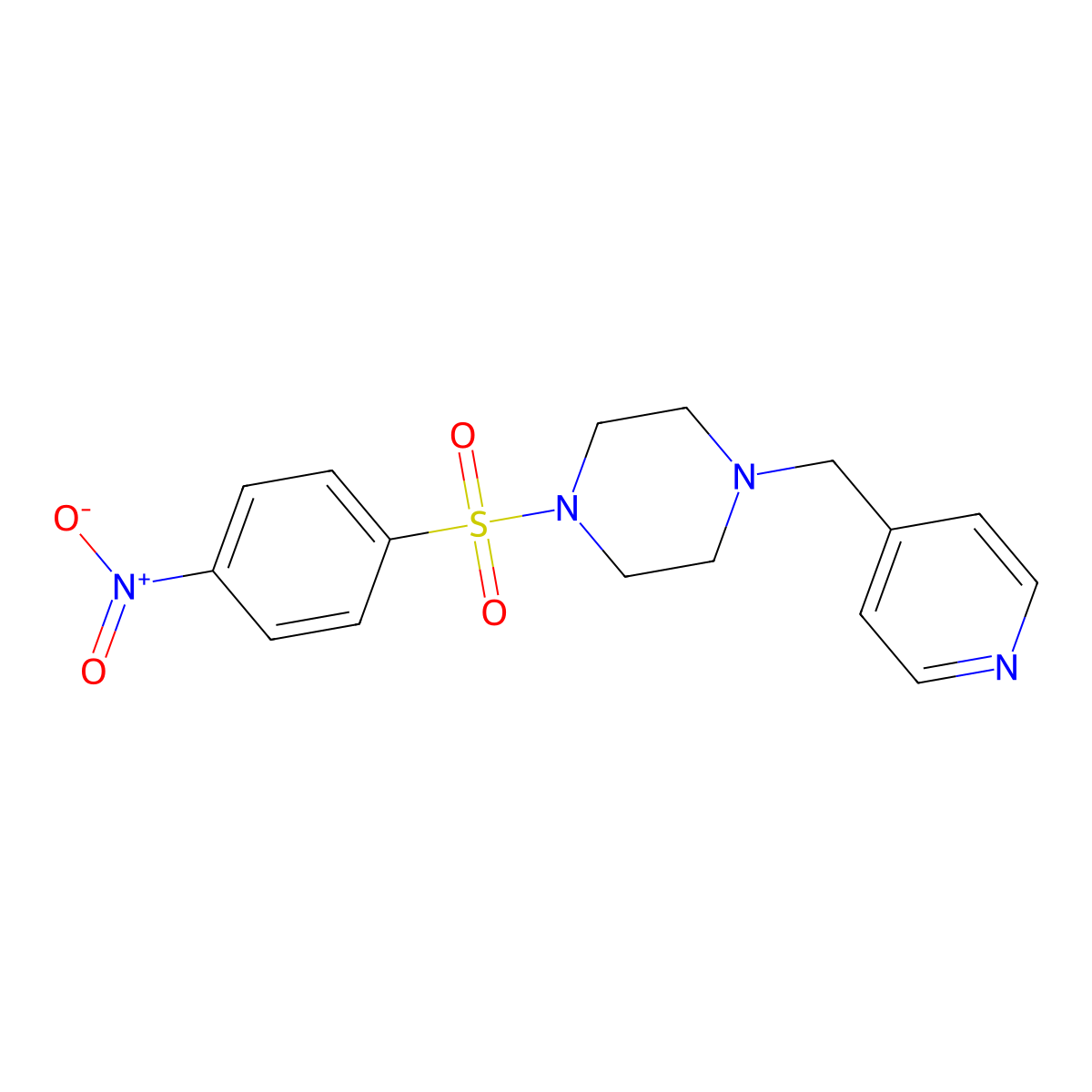 1-(4-Nitrophenyl)sulfonyl-4-(pyridin-4-ylmethyl)piperazine molecular structure, CAS 488732-27-0