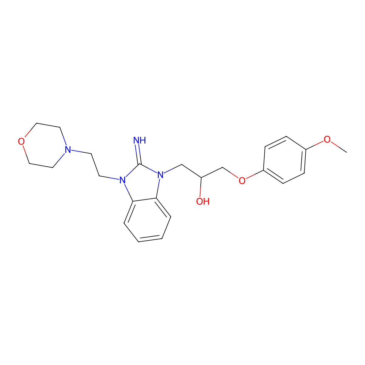 1-[2-Imino-3-(2-morpholin-4-ylethyl)benzimidazol-1-yl]-3-(4-methoxyphenoxy)propan-2-ol molecular structure, CAS 488732-54-3