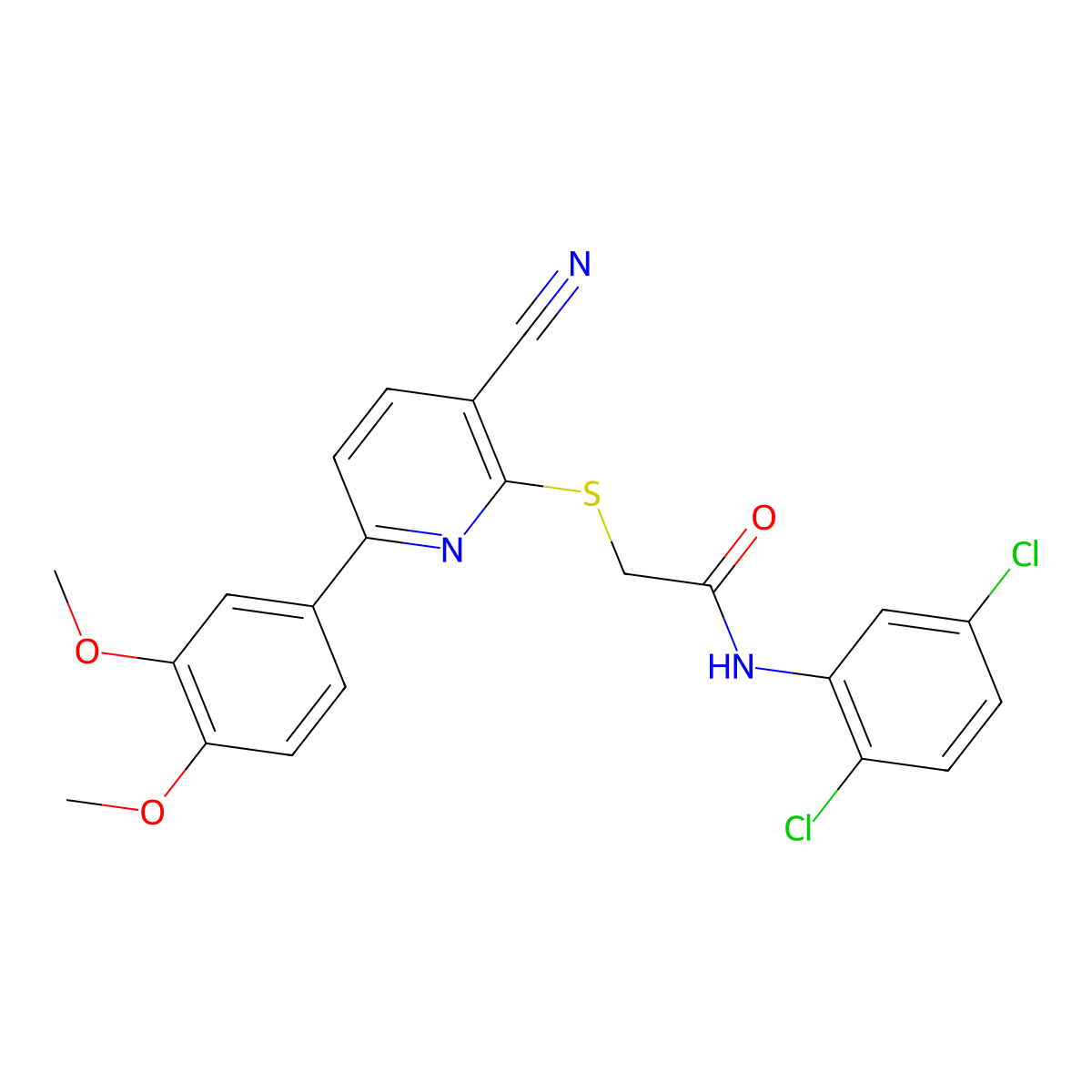 2-[3-cyano-6-(3,4-dimethoxyphenyl)pyridin-2-yl]sulfanyl-N-(2,5-dichlorophenyl)acetamide molecular structure, CAS 488733-03-5