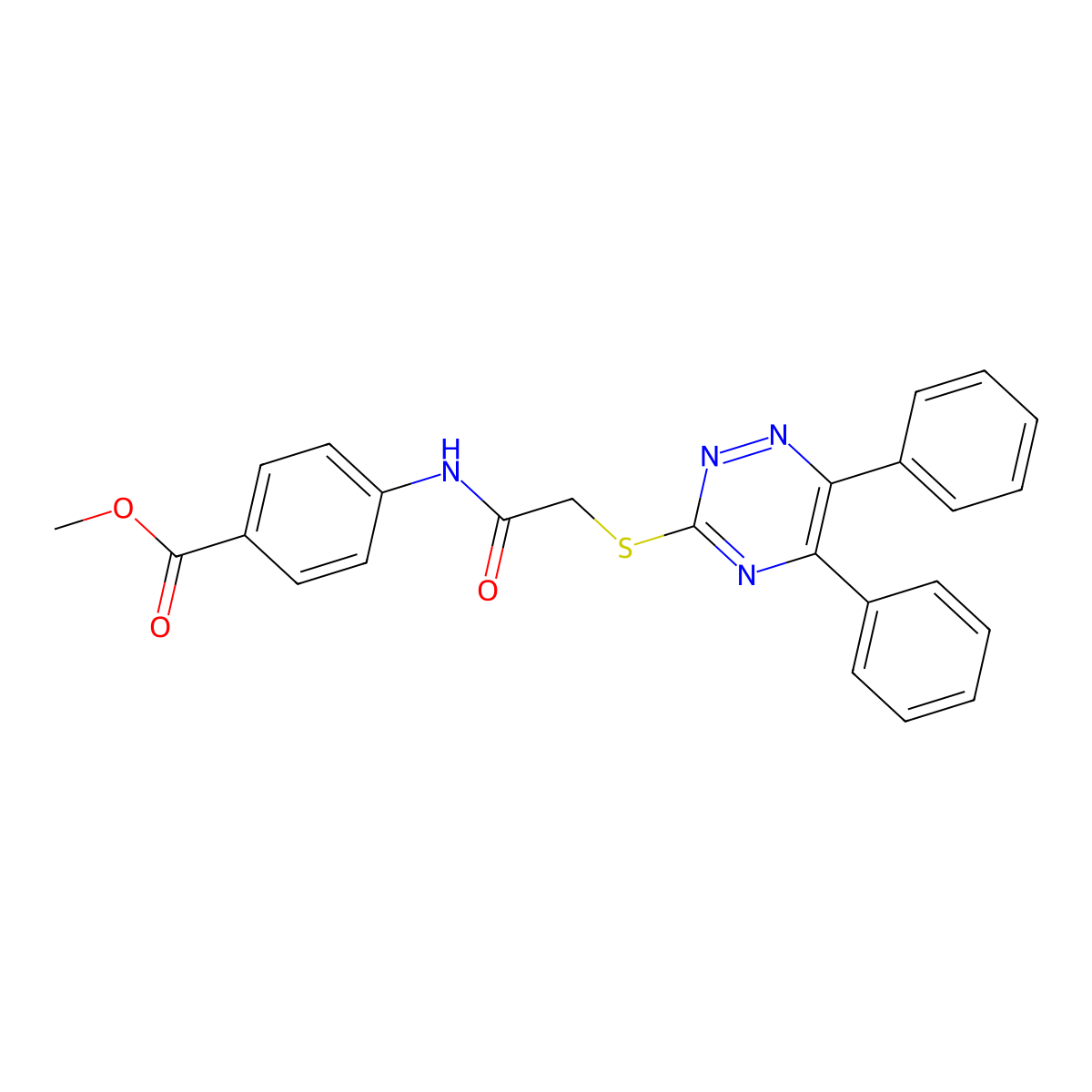 Methyl 4-({[(5,6-diphenyl-1,2,4-triazin-3-yl)sulfanyl]acetyl}amino)benzoate molecular structure, CAS 488733-43-3
