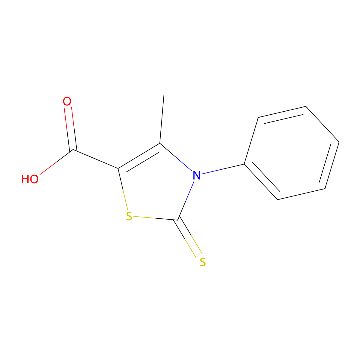 4-Methyl-3-phenyl-2-thioxo-2,3-dihydro-1,3-thiazole-5-carboxylic acid molecular structure, CAS 488733-52-4