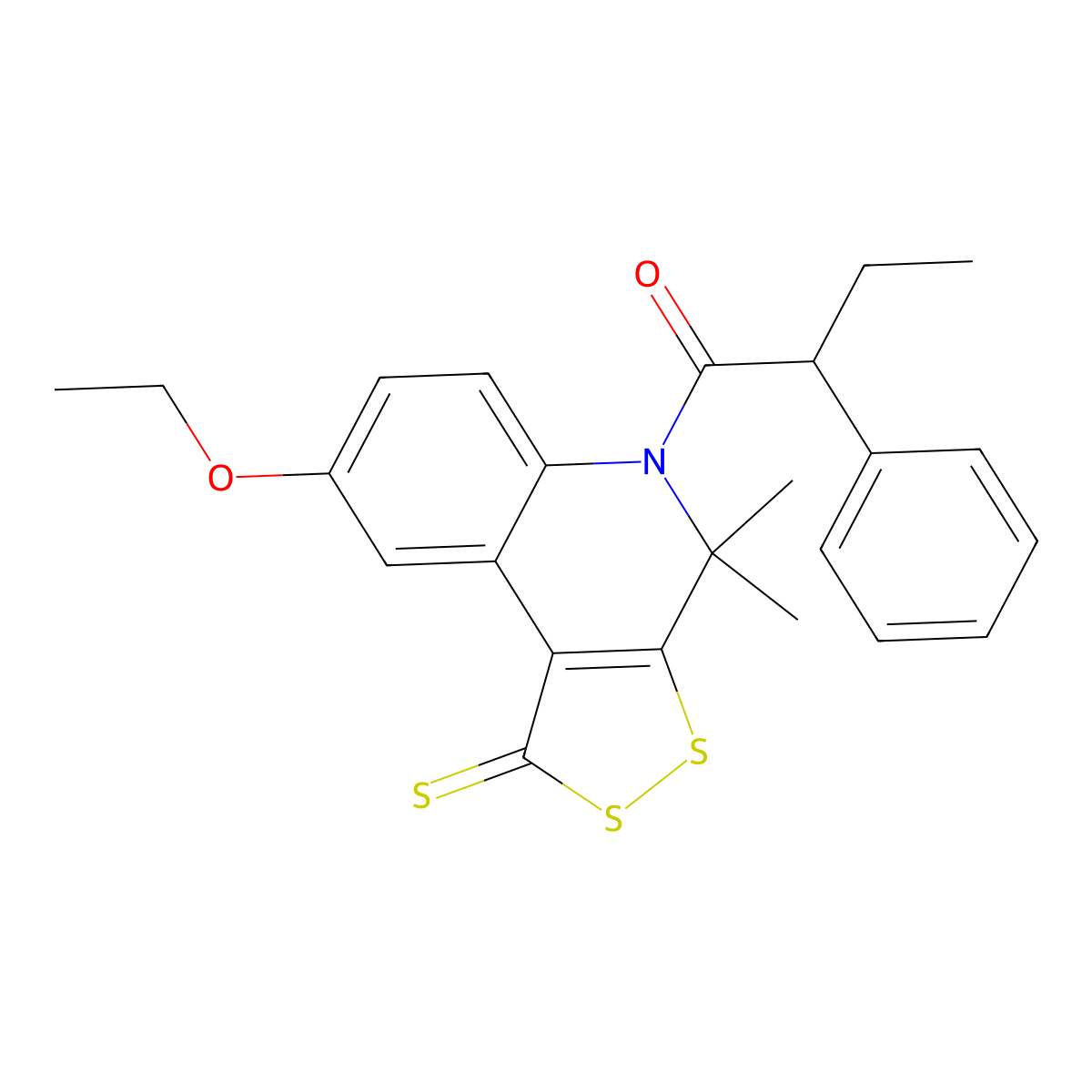 1-(8-ethoxy-4,4-dimethyl-1-thioxo-1,4-dihydro-5H-[1,2]dithiolo[3,4-c]quinolin-5-yl)-2-phenylbutan-1-one molecular structure, CAS 488733-78-4