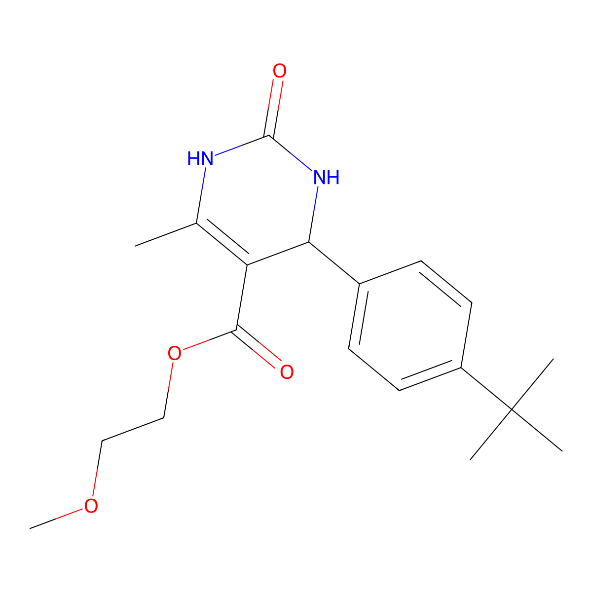 2-Methoxyethyl 4-(4-tert-butylphenyl)-6-methyl-2-oxo-1,2,3,4-tetrahydropyrimidine-5-carboxylate molecular structure, CAS 488733-99-9