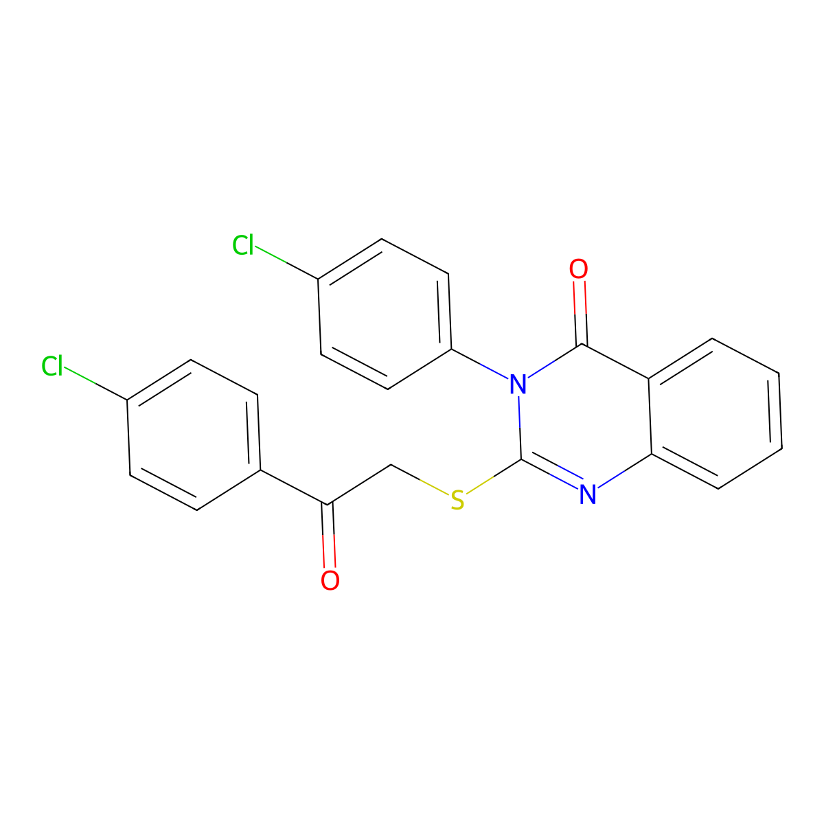 3-(4-Chlorophenyl)-2-[2-(4-chlorophenyl)-2-oxoethyl]sulfanylquinazolin-4-one molecular structure, CAS 488734-53-8
