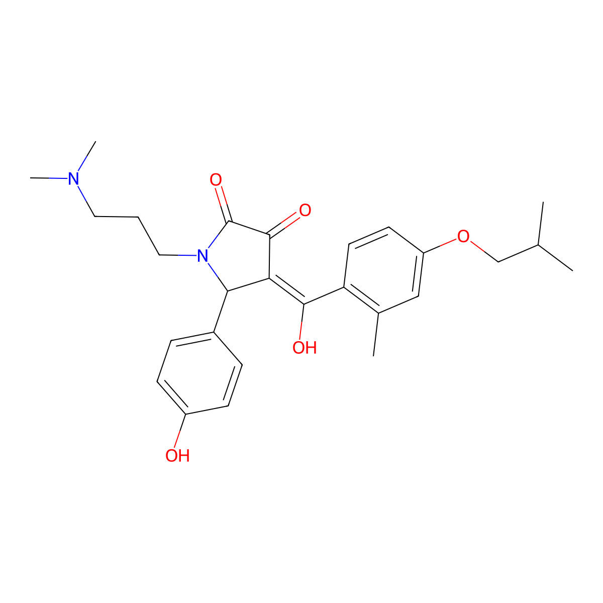 1-[3-(dimethylamino)propyl]-3-hydroxy-5-(4-hydroxyphenyl)-4-[2-methyl-4-(2-methylpropoxy)benzoyl]-2,5-dihydro-1H-pyrrol-2-one molecular structure, CAS 488734-71-0