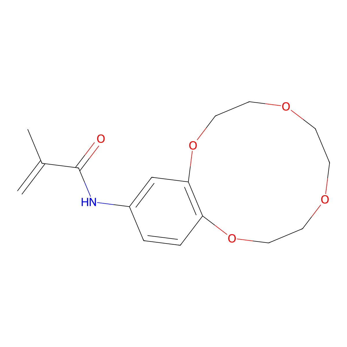 2-methyl-N-(2,5,8,11-tetraoxabicyclo[10.4.0]hexadeca-1(12),13,15-trien-14-yl)-2-propenamide molecular structure, CAS 488734-89-0