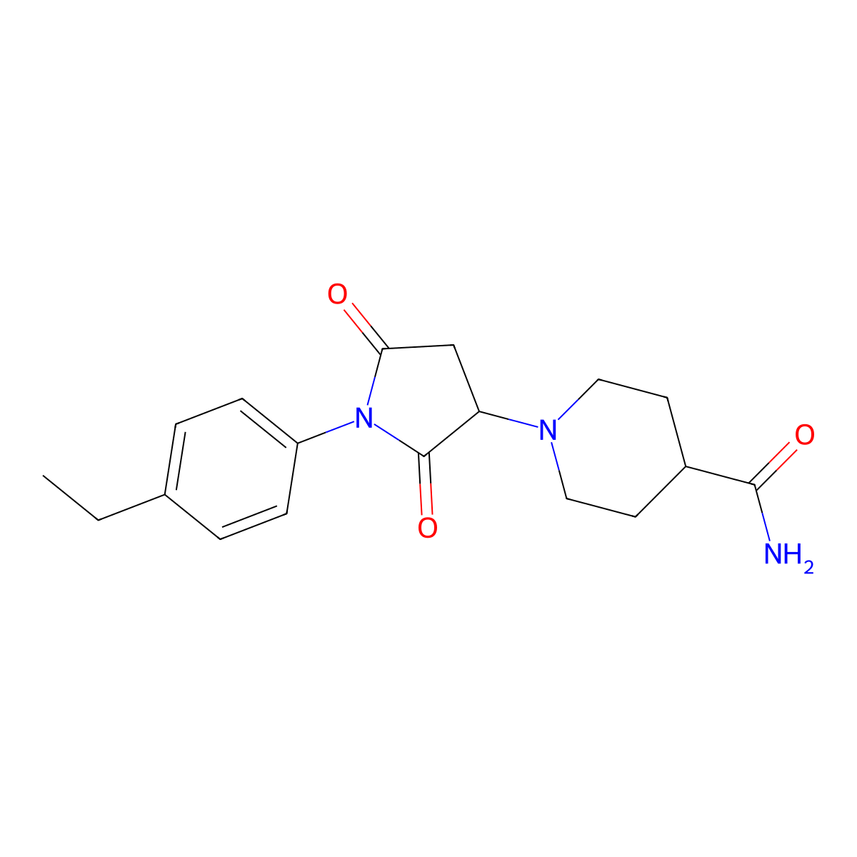 1-[1-(4-Ethylphenyl)-2,5-dioxopyrrolidin-3-yl]piperidine-4-carboxamide molecular structure, CAS 488734-90-3