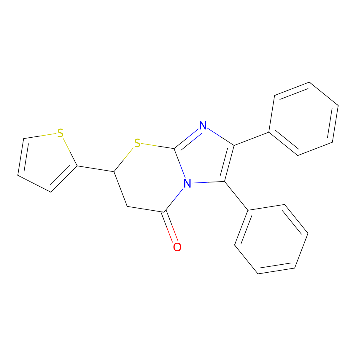 2,3-diphenyl-7-(2-thienyl)-6,7-dihydro-5H-imidazo[2,1-b][1,3]thiazin-5-one molecular structure, CAS 488743-48-2