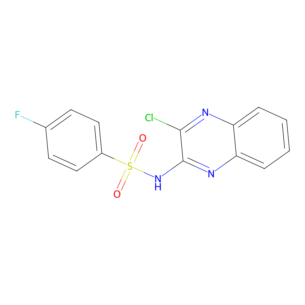 N-(3-chloroquinoxalin-2-yl)-4-fluorobenzene-1-sulfonamide molecular structure, CAS 488744-02-1
