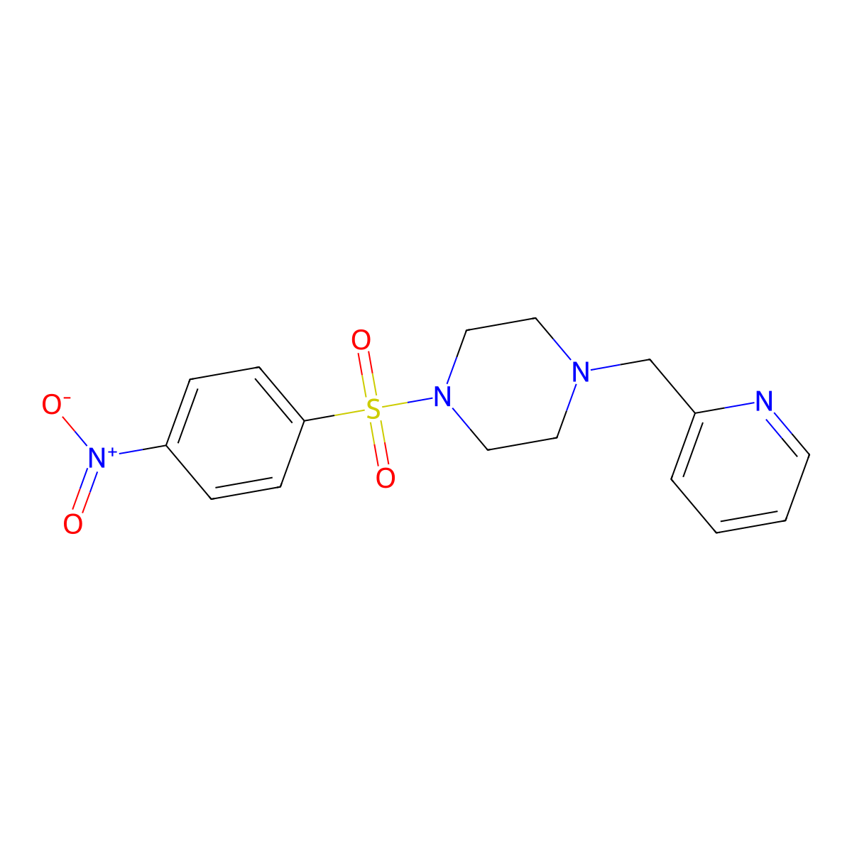 1-(4-Nitrophenyl)sulfonyl-4-(pyridin-2-ylmethyl)piperazine molecular structure, CAS 488744-19-0