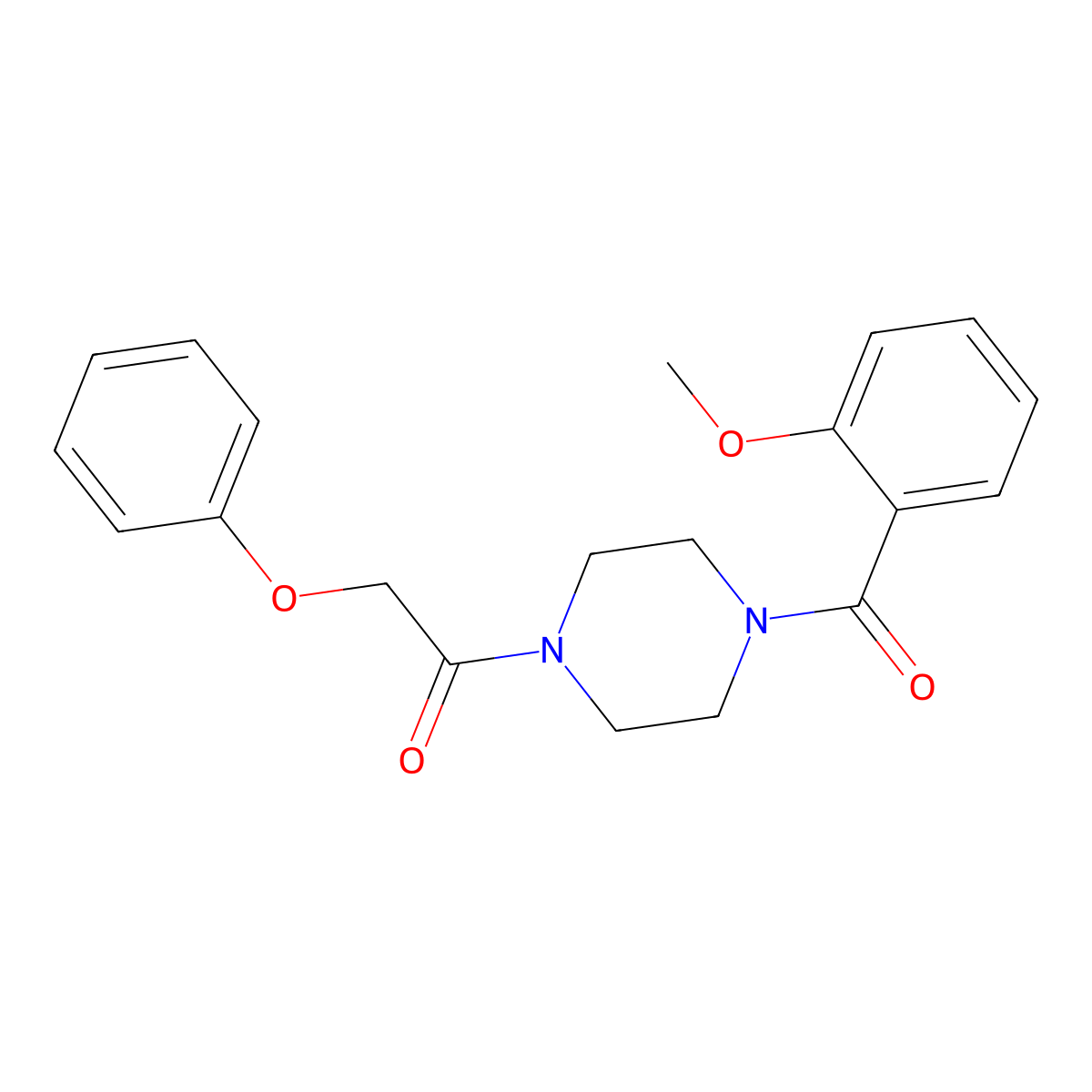 1-(2-Methoxybenzoyl)-4-(phenoxyacetyl)piperazine molecular structure, CAS 488744-34-9